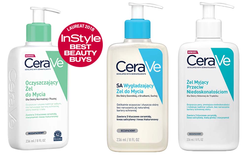 CeraVe oczyszczający żel do mycia twarzy,CeraVe wygładzający żel do mycia twarzy,CeraVe żel do mycia twarzy przeciw niedoskonałościom